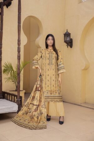 3PC Embroidery Lawn with Fancy Dupatta