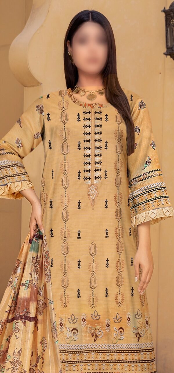 3PC Embroidery Lawn with Fancy Dupatta - Image 2