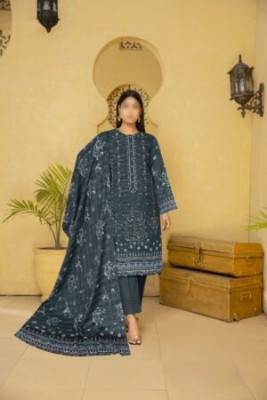 3PC Embroidery Lawn with Fancy Dupatta