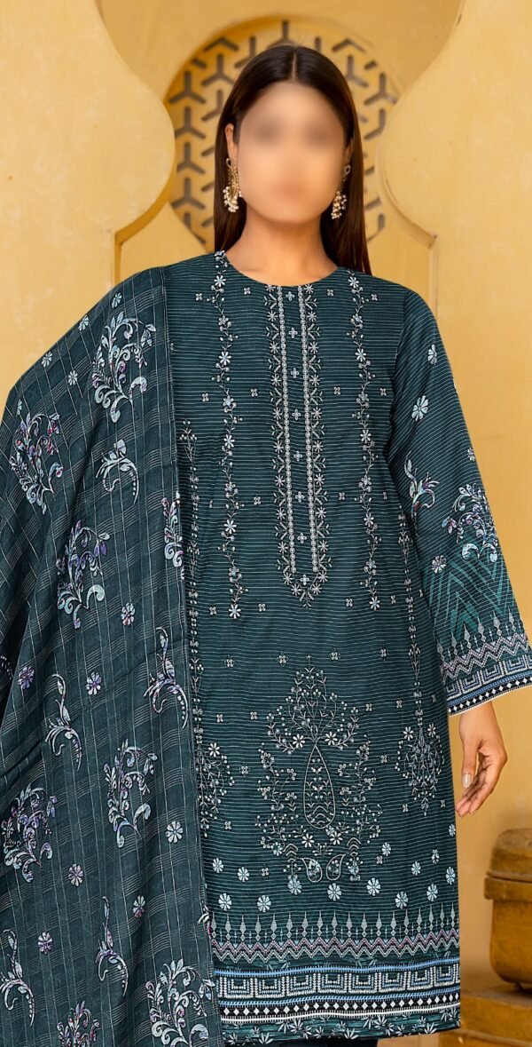 3PC Embroidery Lawn with Fancy Dupatta - Image 2