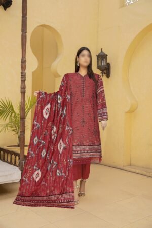 3PC Embroidery Lawn with Fancy Dupatta