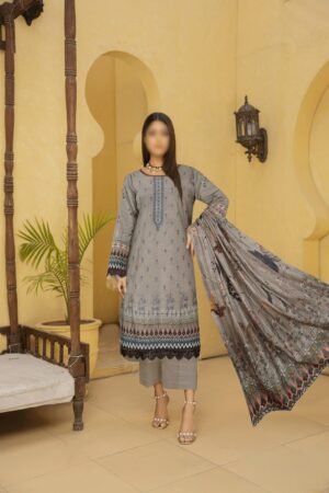 3PC Embroidery Lawn with Fancy Dupatta