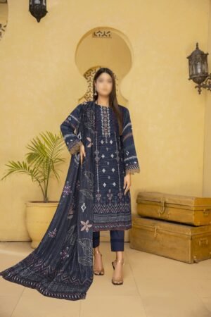 3PC Embroidery Lawn with Fancy Dupatta