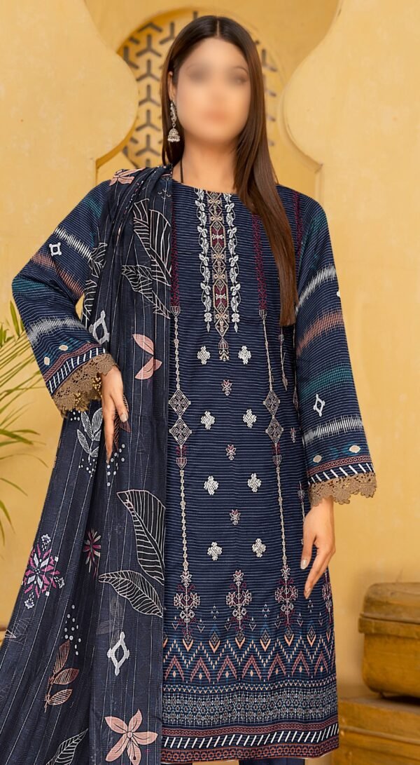 3PC Embroidery Lawn with Fancy Dupatta - Image 2