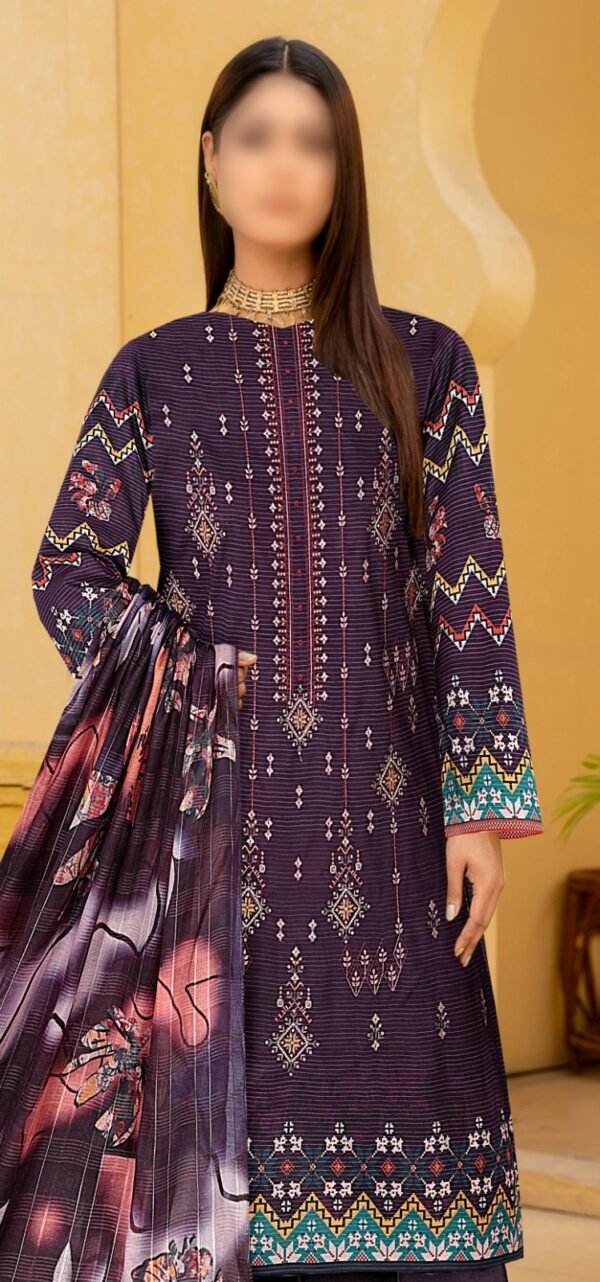 3PC Embroidery Lawn with Fancy Dupatta - Image 2