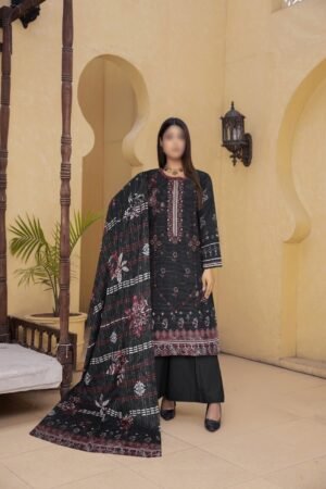 3PC Embroidery Lawn with Fancy Dupatta